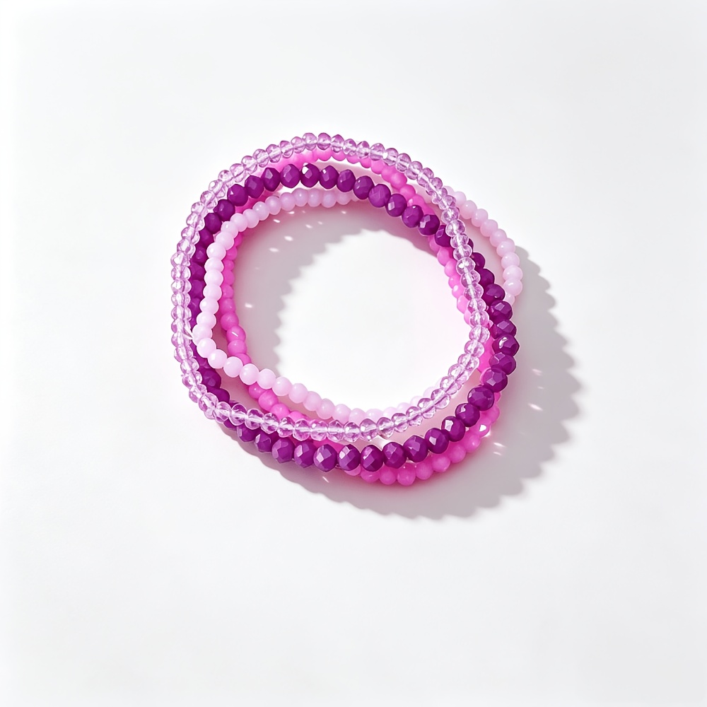 4pc Stackable Cut-Face Small Bead Bracelet Set